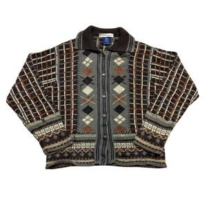 Vintage Ivy Collectibles Hand Embroidered Knit Collar Cardigan Sweater Large